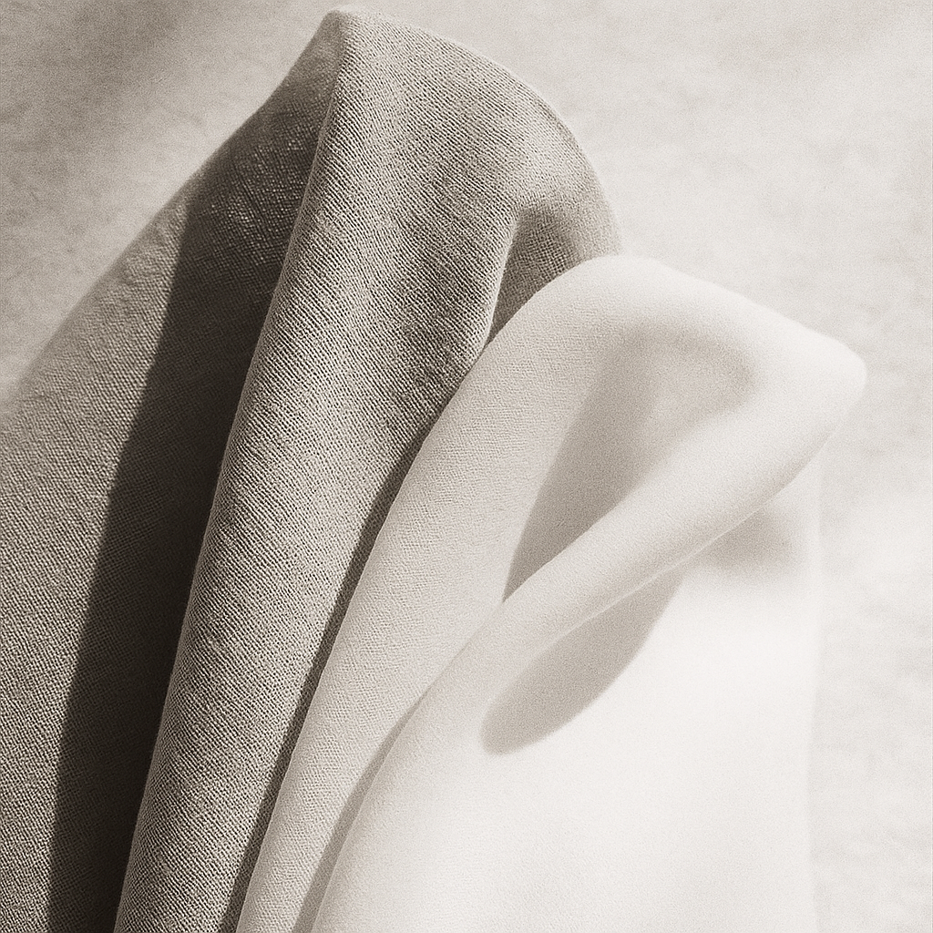 overlapping fabric layers in soft daylight